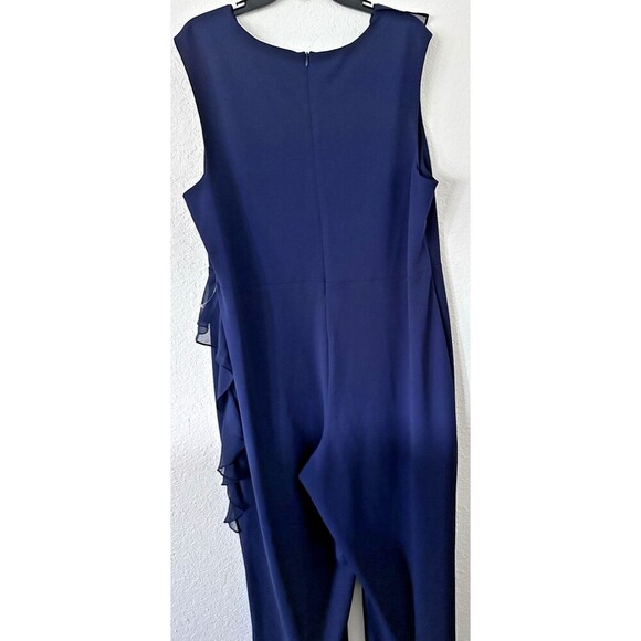 Connected Women's Plus Size V-Neck Sleeveless Ruffle-Trim Wide Leg Jumpsuit 22W - Picture 6 of 8